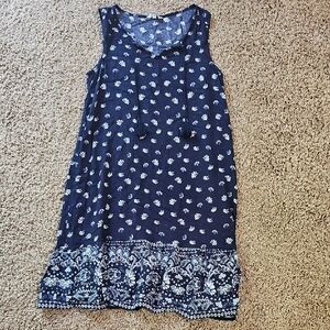 Navy Sleeveless Floral Dress
